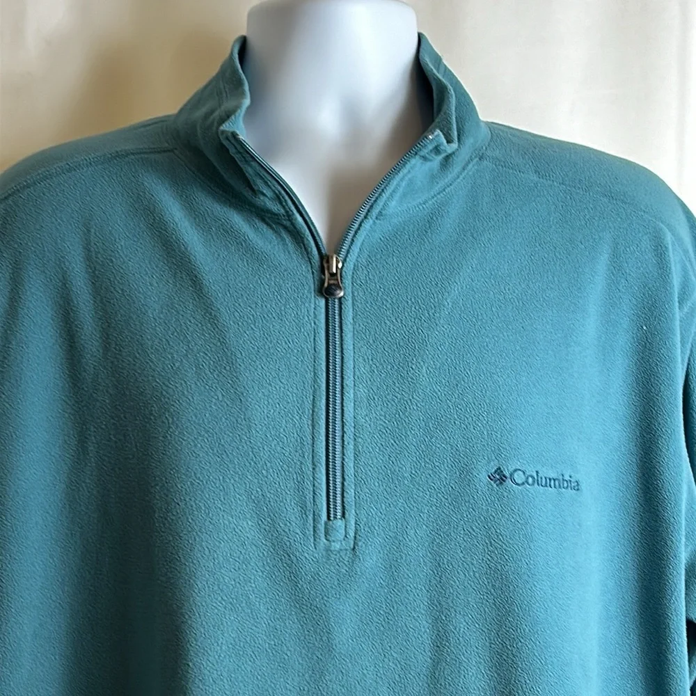 Columbia Men’s Size XL Blue Green 1/4 Zip Fleece Pullover Long Sleeve Shirt